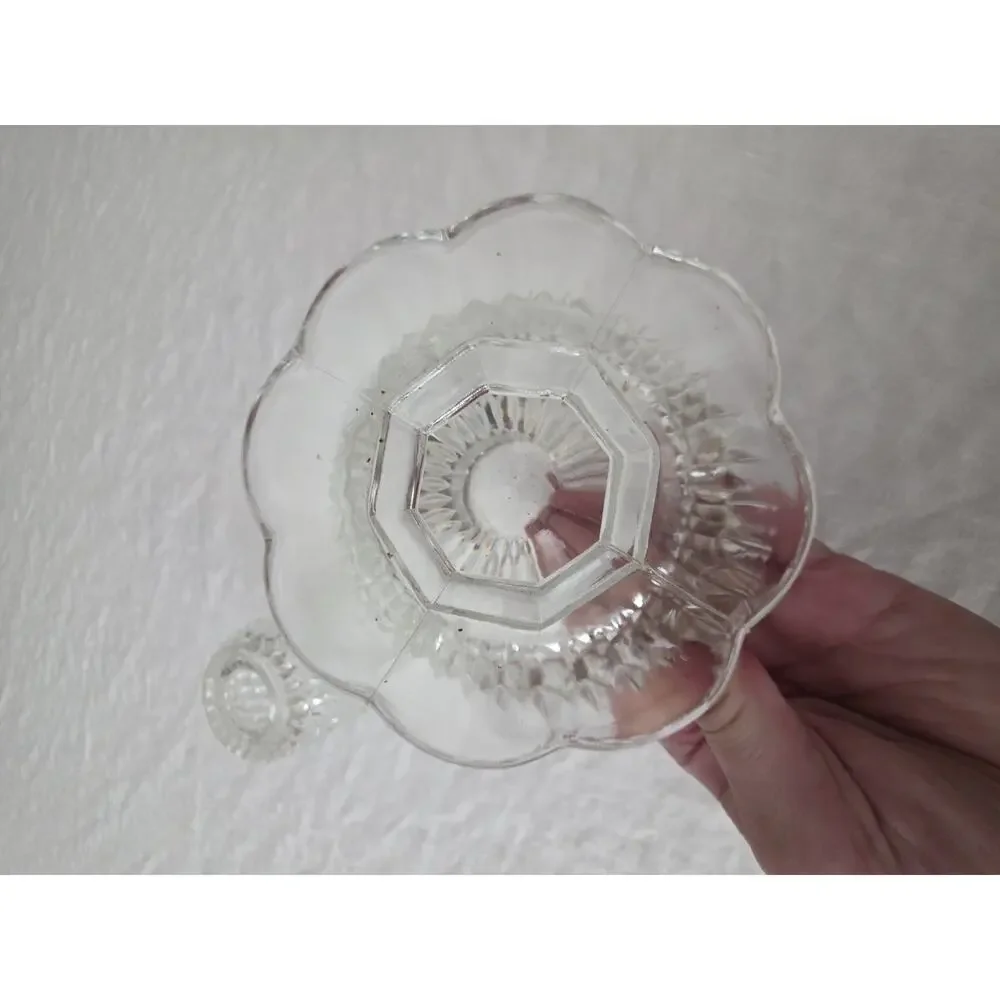 Vintage Indiana Glass Fairy Lamp Clear Diamond Point Candle Holder 2 pc FLAW